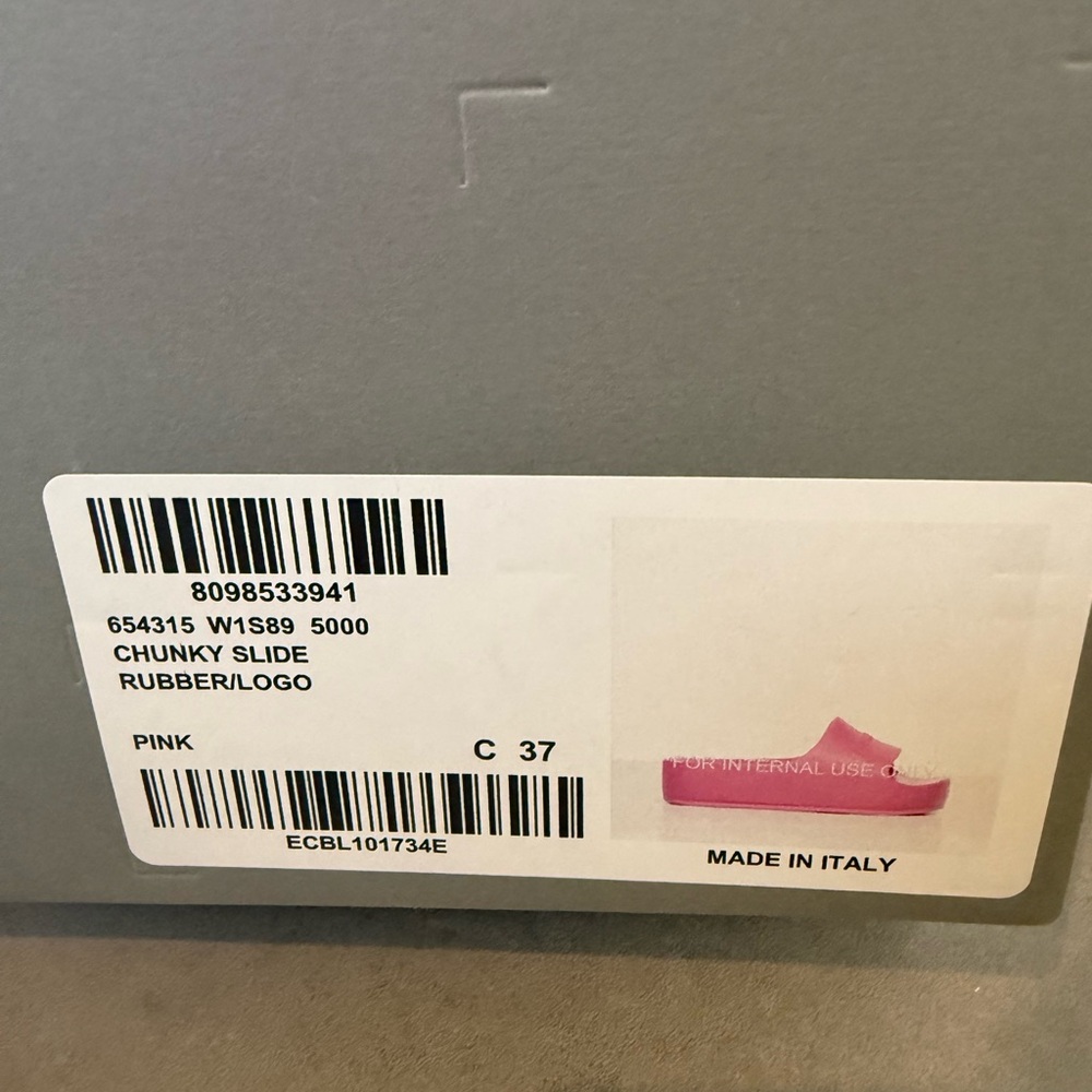 Balenciaga Chunky Pink Rubber Logo Slides - Picture 3 of 4